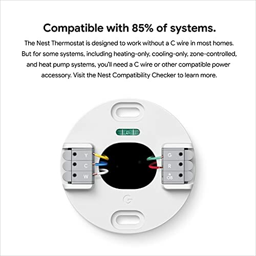 Nest Thermostat base showing C wire compatibility instructions