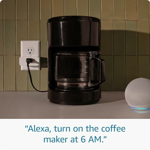 Smart coffee maker connected to a smart assistant device.