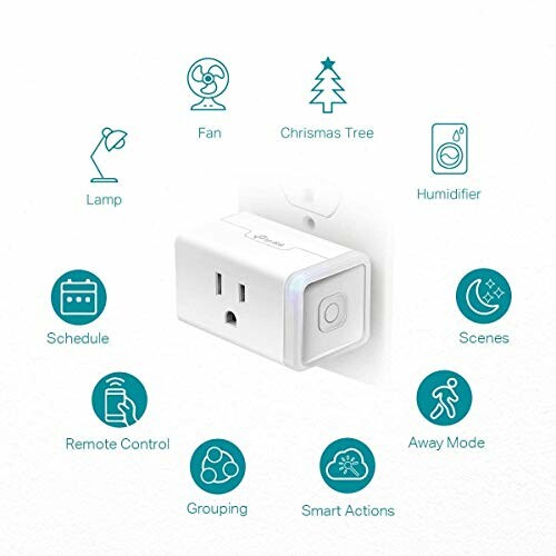 Smart plug with various control features illustrated.