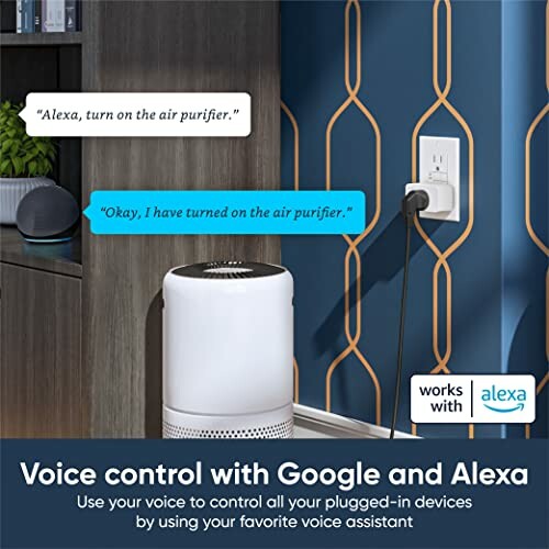 Smart home device with voice control for air purifier using Google and Alexa, demonstrating its seamless integration with popular voice assistants.